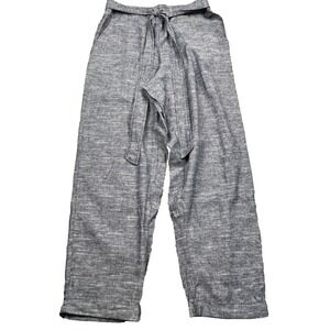 Max Studio Women's XL Tie Front Linen Blend Chambray Blue Pants NWT